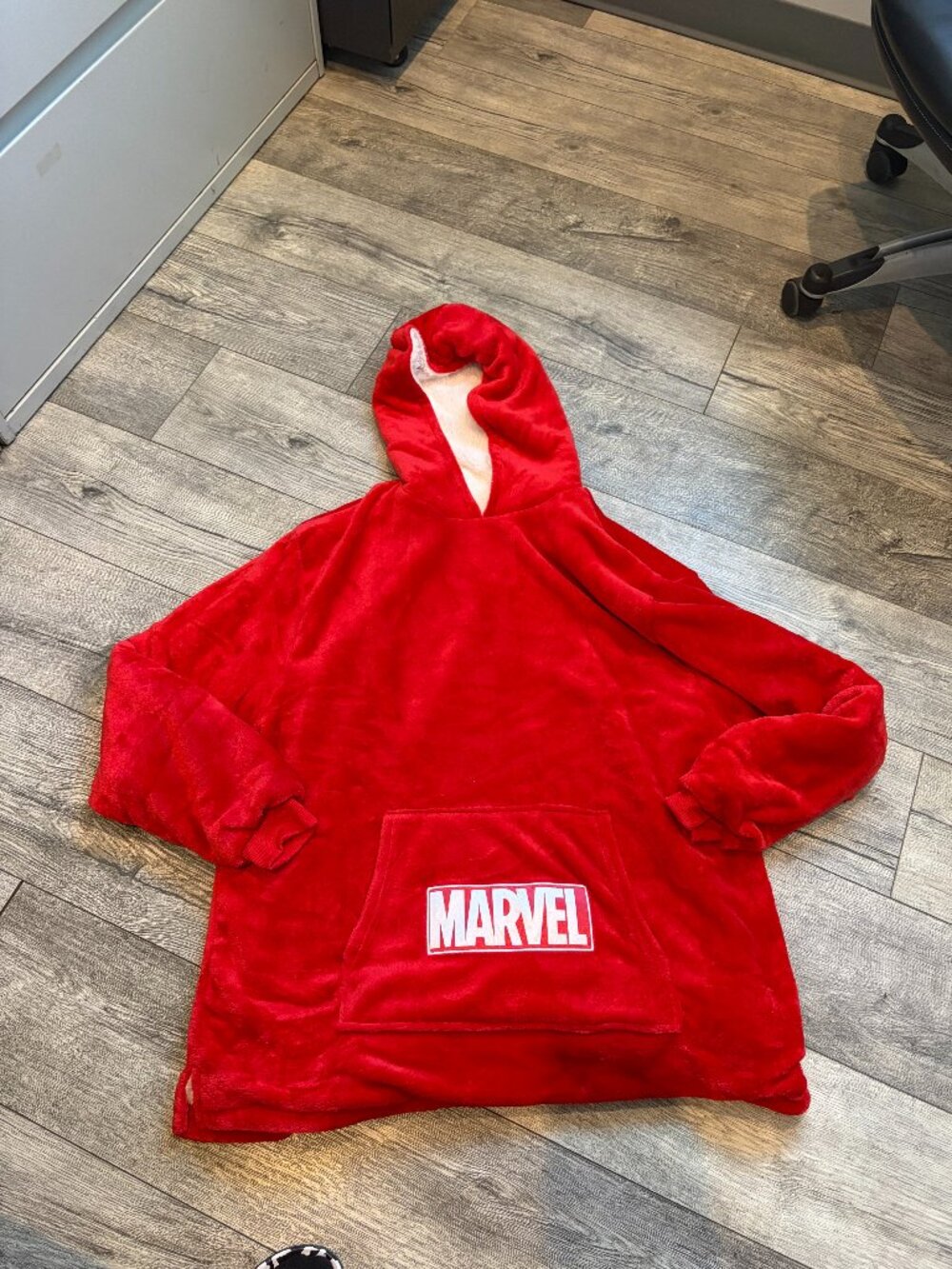 Marvel Polyester One Size Fits Most Unisex Blanket Hoodie Sweatshirt Red Fuzzy